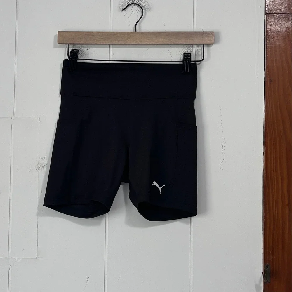 Puma Womens DryCell‎ High Waisted Biker Shorts Black XS Recycled Side Pockets